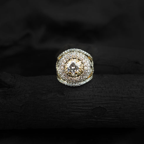 Silver round Diamonds paved ring-DS 60